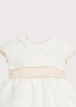 Flower Girl Dress in Ivory with Pink Silk Sash