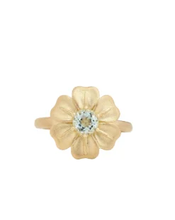 Flower Ring with Aquamarine