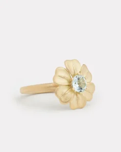 Flower Ring with Aquamarine