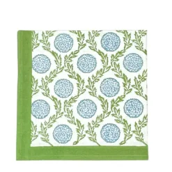 Flowers & Vines Napkins in Blue & Green, Set of 4