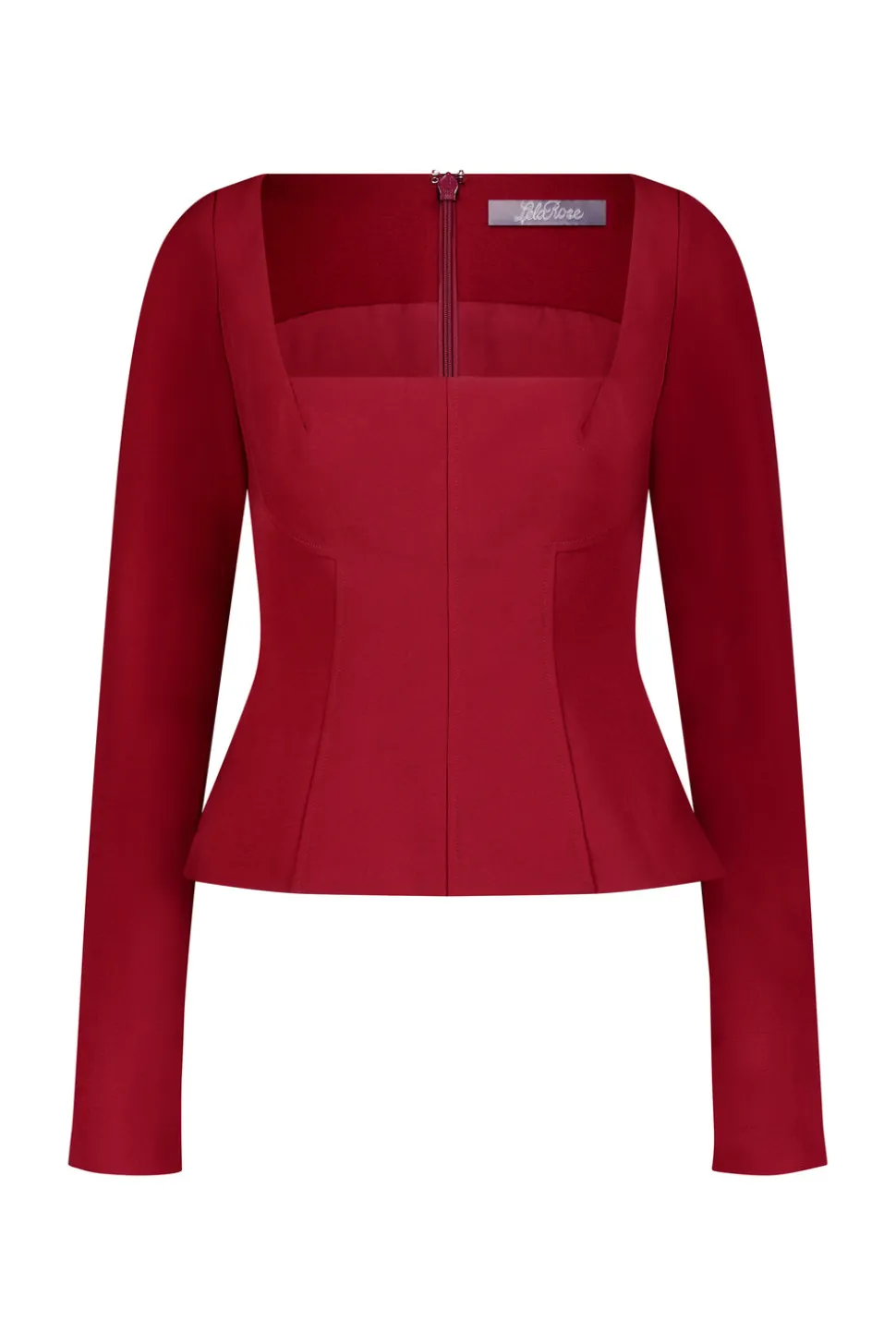 Fluid Crepe Long Sleeve Hadley Top in Wine
