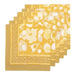 Forest Harvest Napkins Grey & Mustard, Set of 6