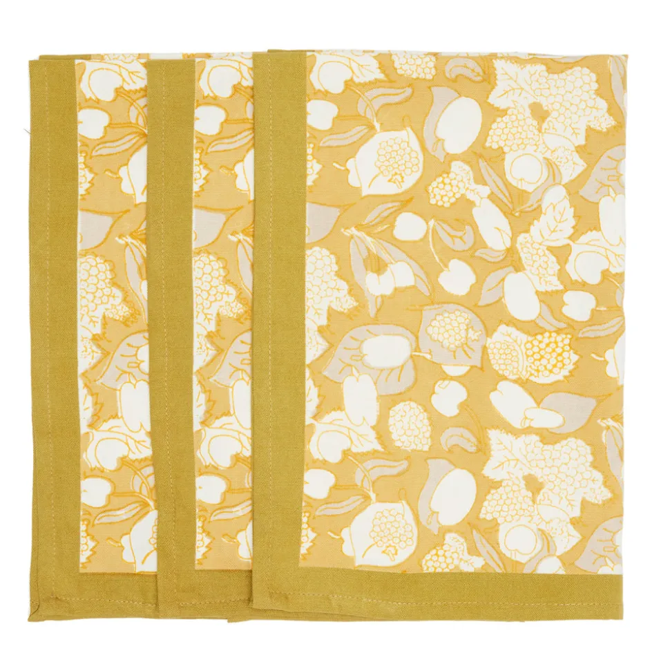 Forest Harvest Tea Towels in Grey & Mustard, Set of 3
