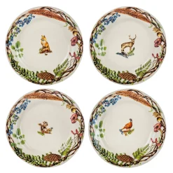 Forest Walk Café Au Lait Dessert & Salad Plate, Assorted, Set 4