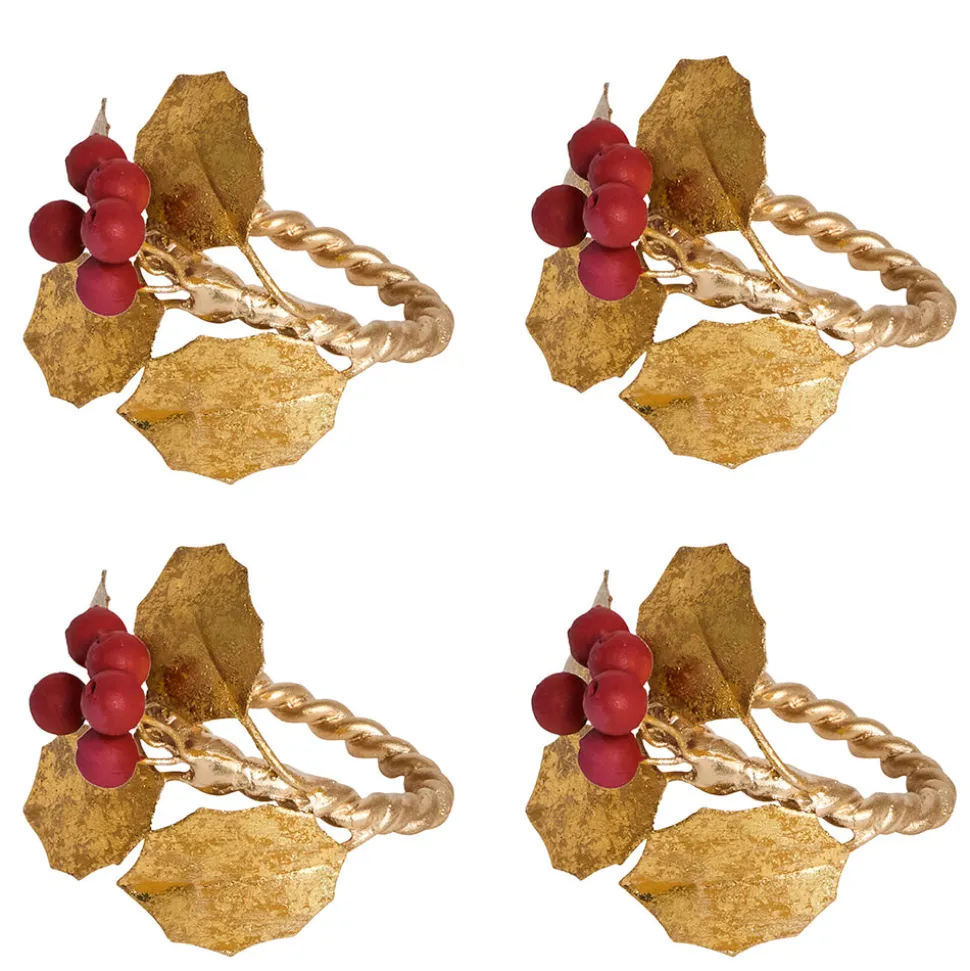 Forest Walk Holly with Berries Napkin Ring in Multi