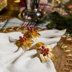 Forest Walk Holly with Berries Napkin Ring in Multi
