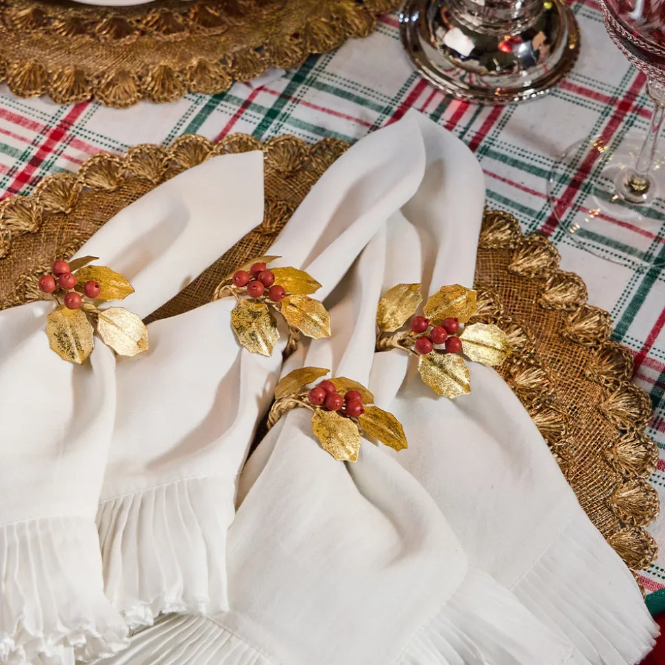 Forest Walk Holly with Berries Napkin Ring in Multi