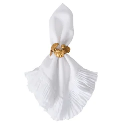 Forest Walk Leaf Napkin Ring Assorted in Gold, Set of 4