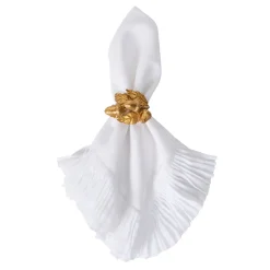 Forest Walk Leaf Napkin Ring Assorted in Gold, Set of 4