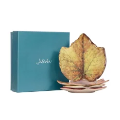 Forest Walk Leaf Plate Assorted in Café Au Lait, Set of 4