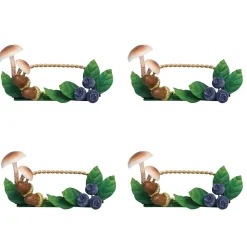 Forest Walk Mushroom & Acorn Place Card Holder in Multi, Set of 4