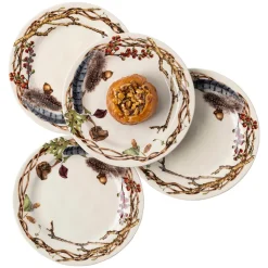 Forest Walk Party Plate in Café Au Lait, Set of 4