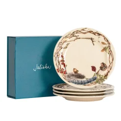 Forest Walk Party Plate in Café Au Lait, Set of 4