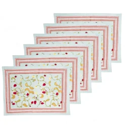 Fraises des Bois Mats in Blue, Set of 6