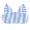 French Blue Seersucker Kitty Eye Mask