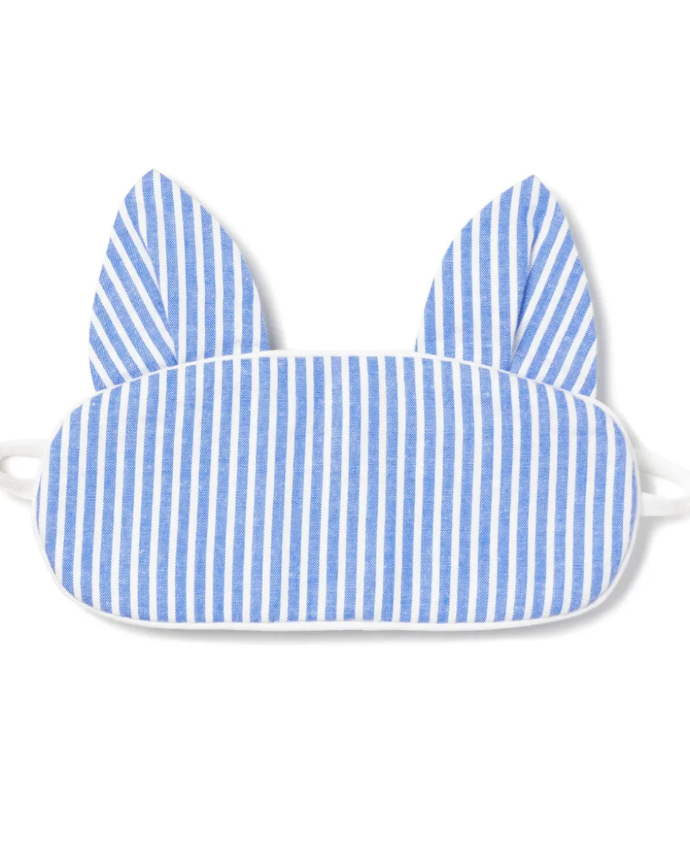 French Blue Seersucker Kitty Eye Mask