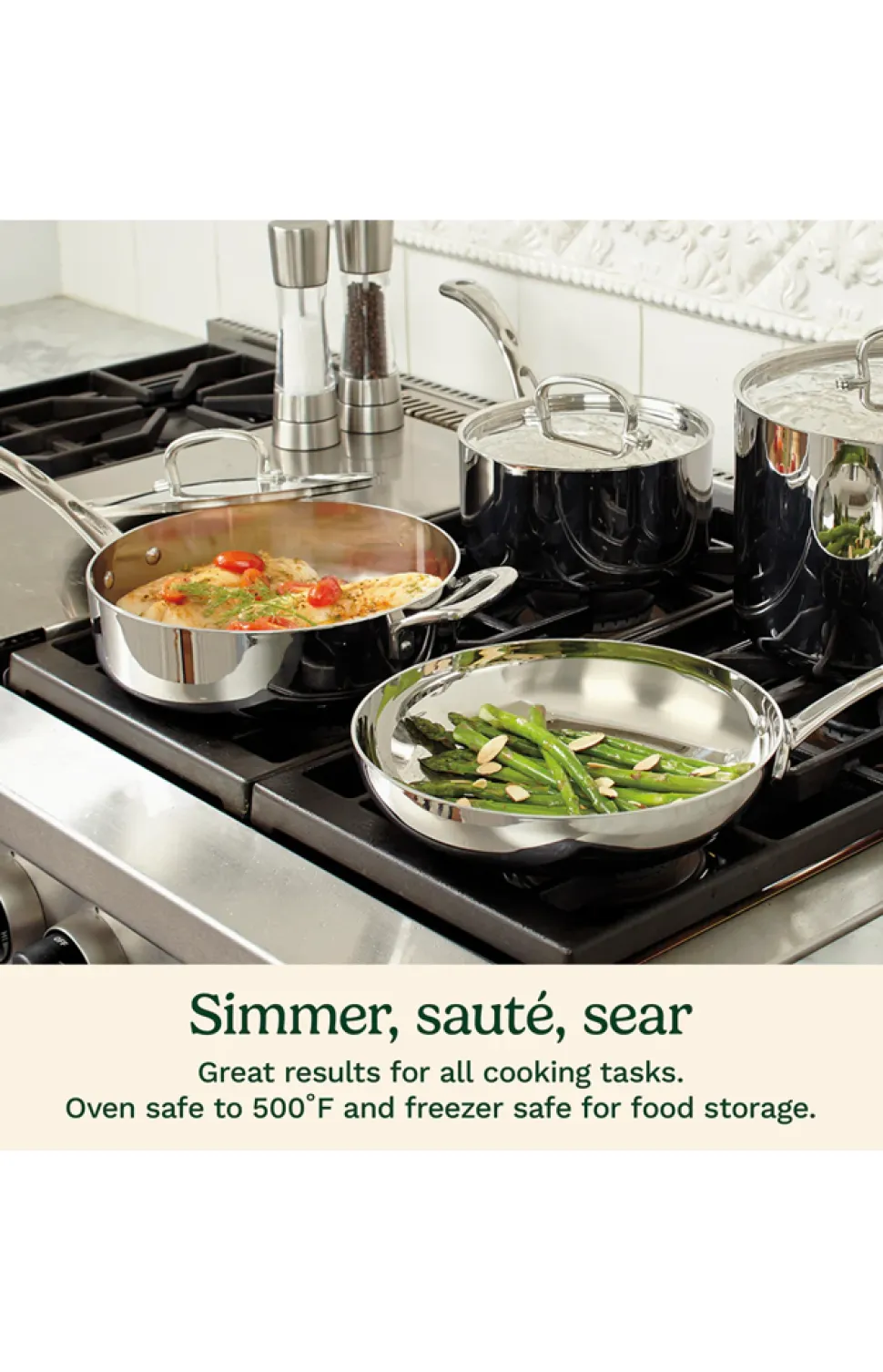 French Classic Tri-Ply Stainless Cookware 10-Piece Set in Stainless Steel