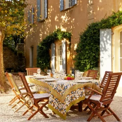 French Tablecloth Forest Harvest Mustard & Blue