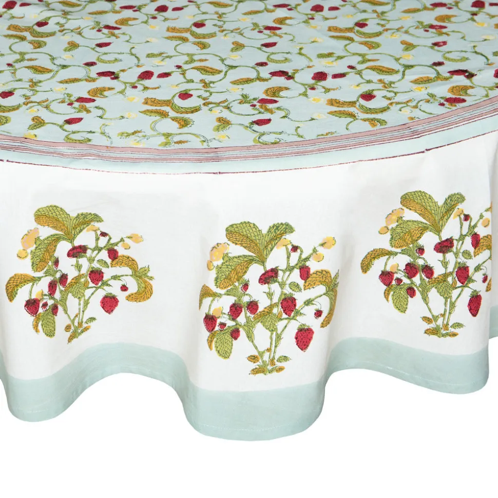 French Tablecloth Fraises des Bois Bleu