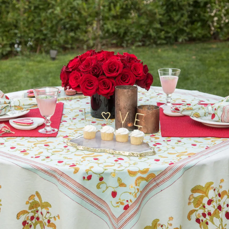French Tablecloth Fraises des Bois Bleu