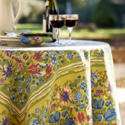 French Tablecloth Jardin Blue & Vert