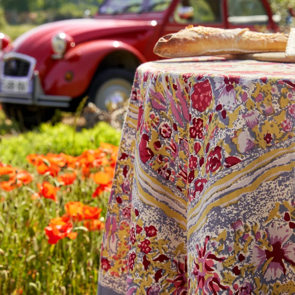 French Tablecloth Jardin Red & Grey