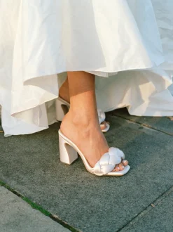 Freya Mule in Cream Satin