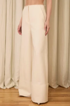 Freya Wide Leg Pant in Wool & Cotton Suiting