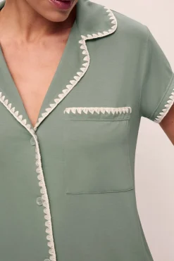 Frida Shortie PJ Set in Eucalyptus/Ivory