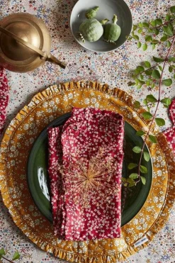 Frill Napkin Set Made With Liberty Fabric in Mitsi Valeria Red