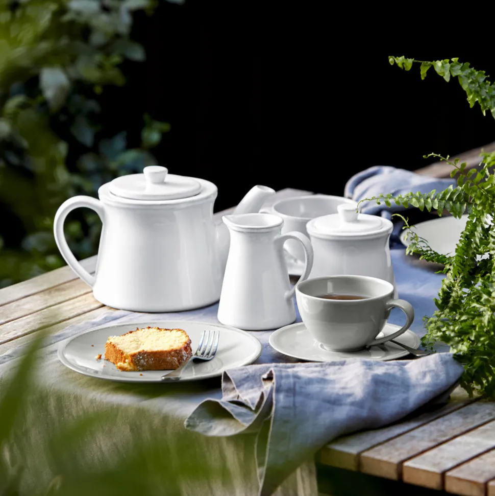 Friso Collection Teacups & Saucers in White, Set of 6
