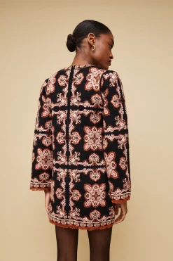 Fritz Dress in Black Paisley Scarf