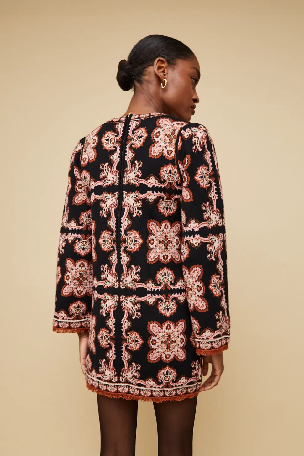 Fritz Dress in Black Paisley Scarf