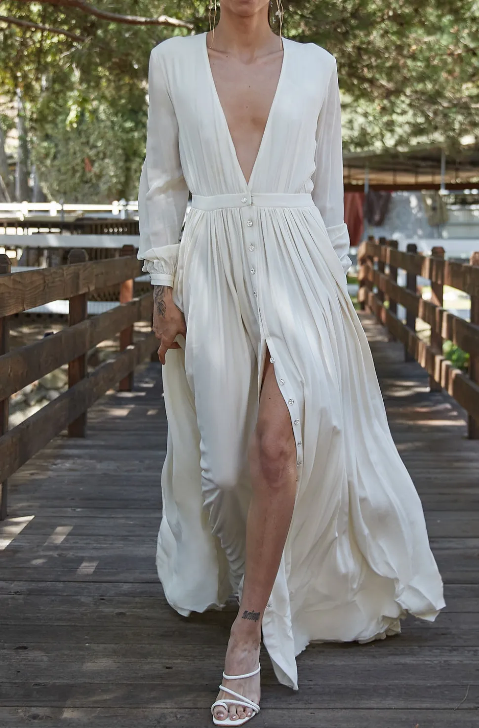 Galina Silk Gown with Swarovski Buttons