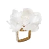 Gardenia Napkin Ring in White, Set of 4