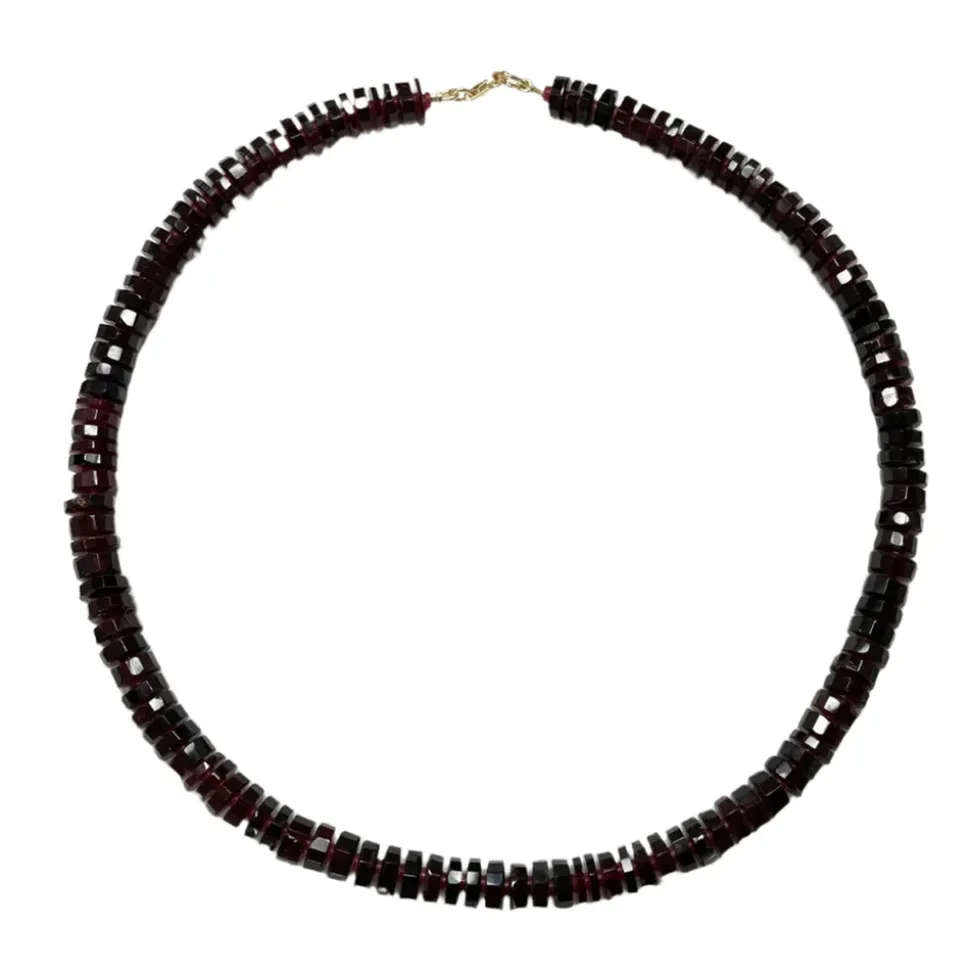 Garnet Heishi Necklace With Spacers
