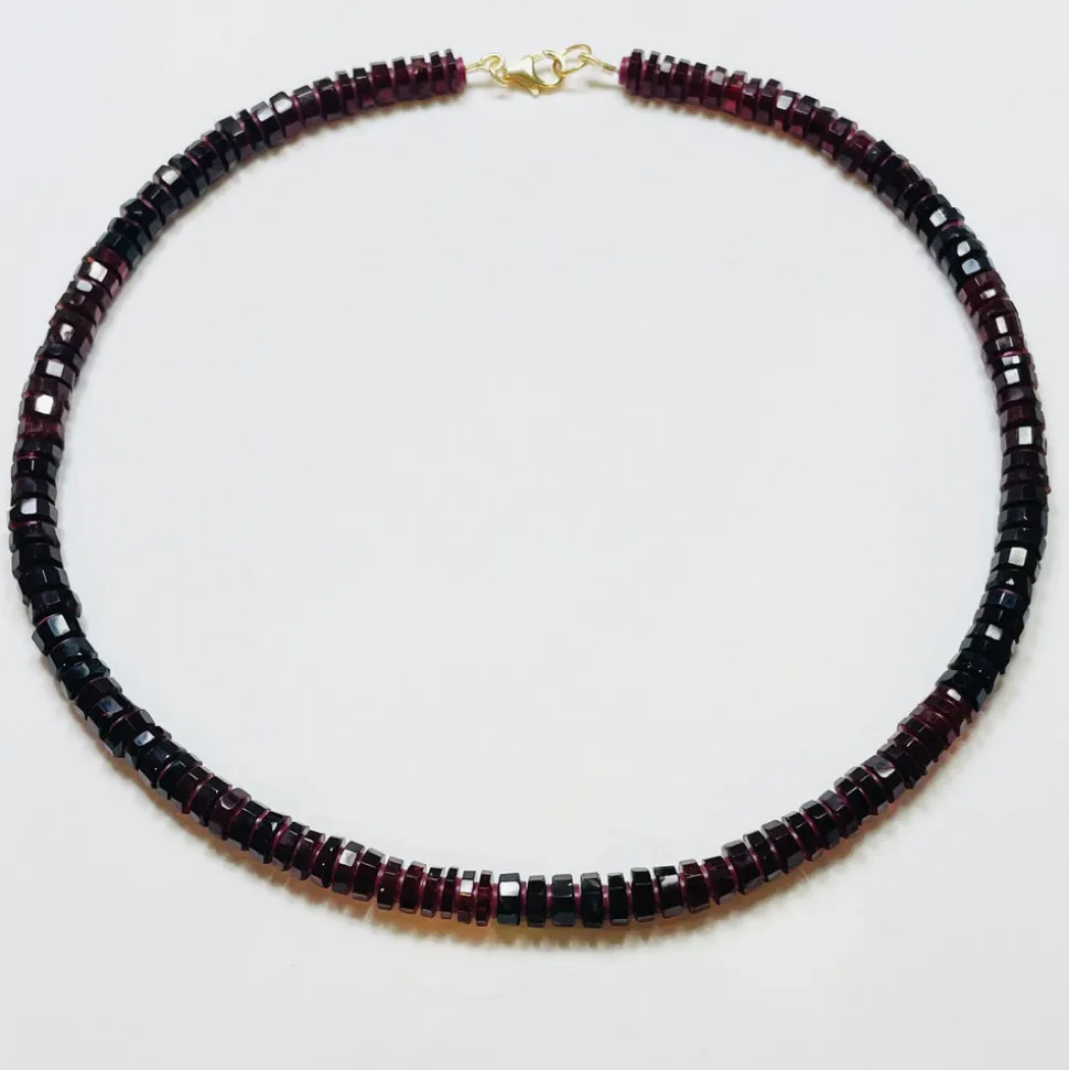 Garnet Heishi Necklace With Spacers