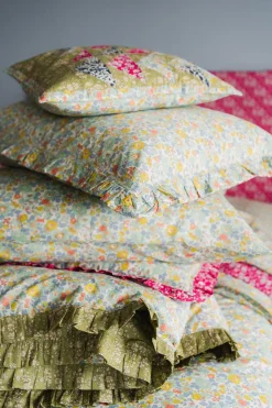 Gathered Edge Pillowcase Made With Liberty Fabric in Betsy Sage
