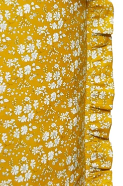 Gathered Edge Pillowcase Made With Liberty Fabric in Capel Mustard