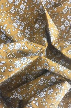Gathered Edge Pillowcase Made With Liberty Fabric in Capel Mustard