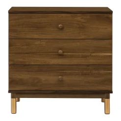 Gelato 3-Drawer Changer Dresser with Removable Changing Tray in Natural Walnut & Gold Feet