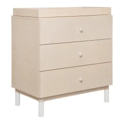 Gelato 3-Drawer Changer Dresser with Removable Changing Tray in Washed Natural & White