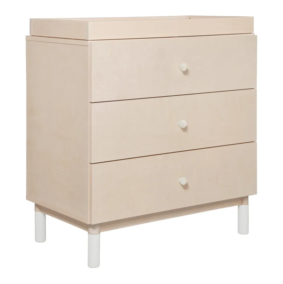 Gelato 3-Drawer Changer Dresser with Removable Changing Tray in Washed Natural & White