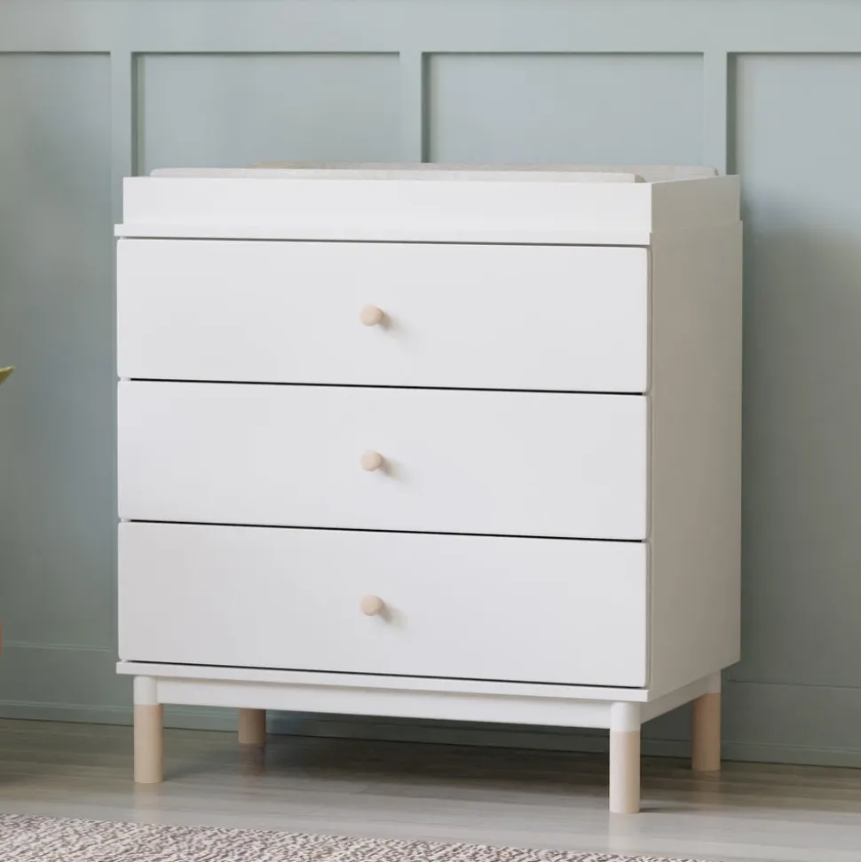 Gelato 3-Drawer Changer Dresser with Removable Changing Tray in White & Washed Natural