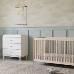Gelato 3-Drawer Changer Dresser with Removable Changing Tray in White & Washed Natural