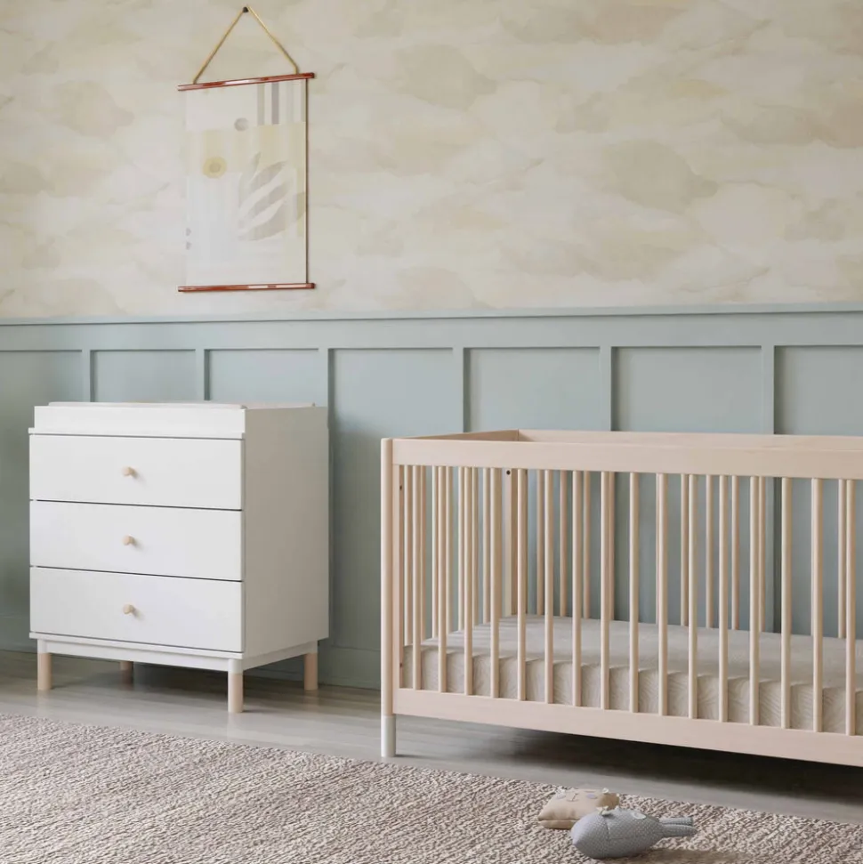 Gelato 3-Drawer Changer Dresser with Removable Changing Tray in White & Washed Natural