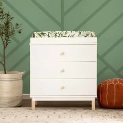 Gelato 3-Drawer Changer Dresser with Removable Changing Tray in White & Washed Natural