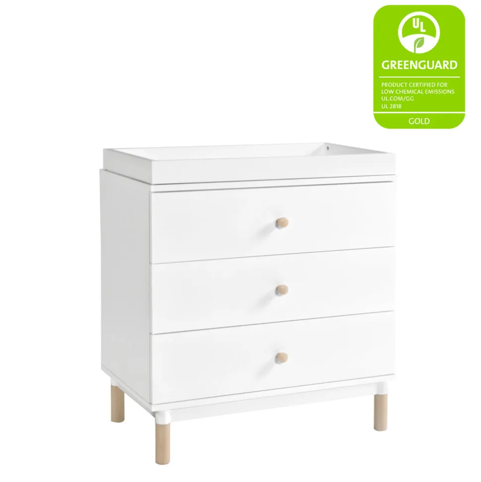 Gelato 3-Drawer Changer Dresser with Removable Changing Tray in White & Washed Natural