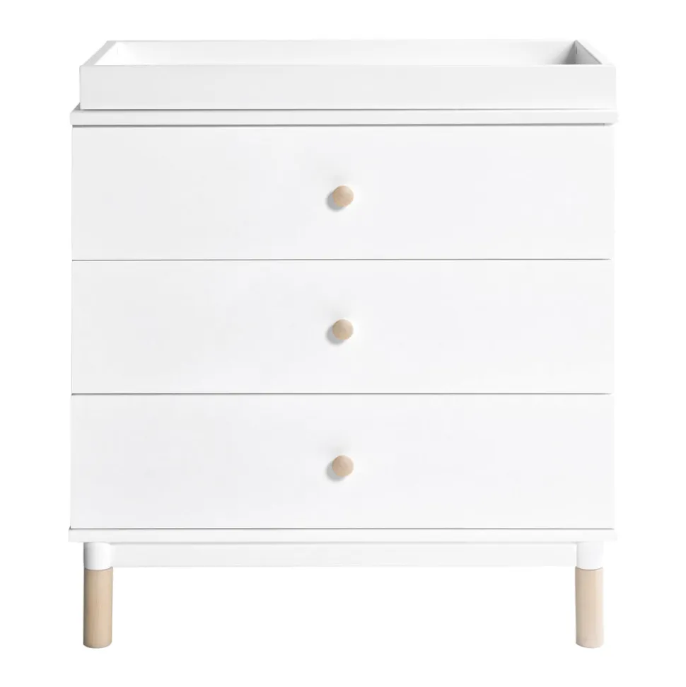 Gelato 3-Drawer Changer Dresser with Removable Changing Tray in White & Washed Natural