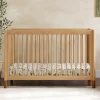 Gelato 4-in-1 Convertible Crib with Toddler Bed Conversion Kit in Honey with Vegan Tan Leather Feet